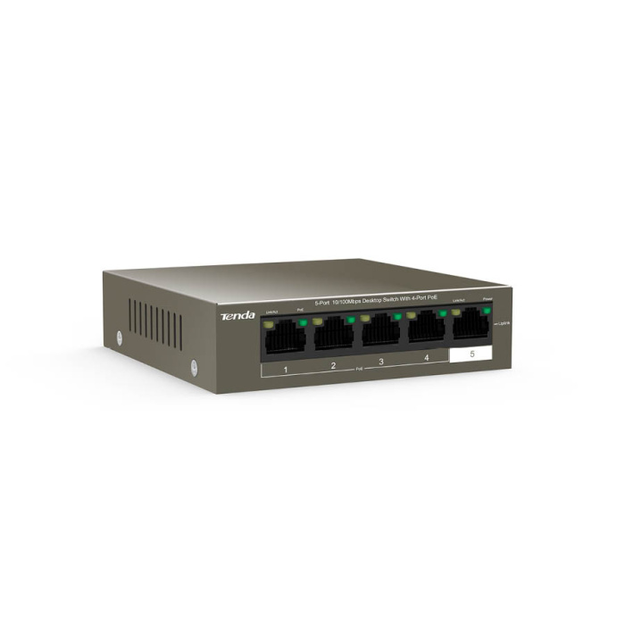 Tenda TEF1105P Desktop Switch 5-port w/4-Port Poe 10/100Mbps TEF1105P-4-63W