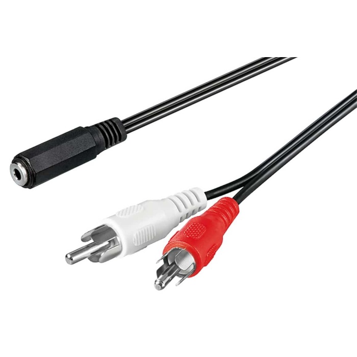 GOOBAY αντάπτορας 3.5mm θηλυκό σε 2x RCA αρσενικό 50442, 1.4m, μαύρο