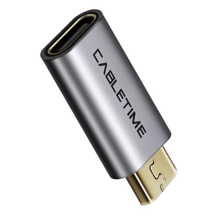 CABLETIME αντάπτορας OTG Micro USB σε USB Type-C C160, γκρι