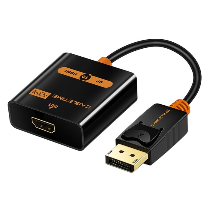 CABLETIME αντάπτορας DisplayPort σε HDMI AV586, ACTIVE, 4K, 0.2m, μαύρος