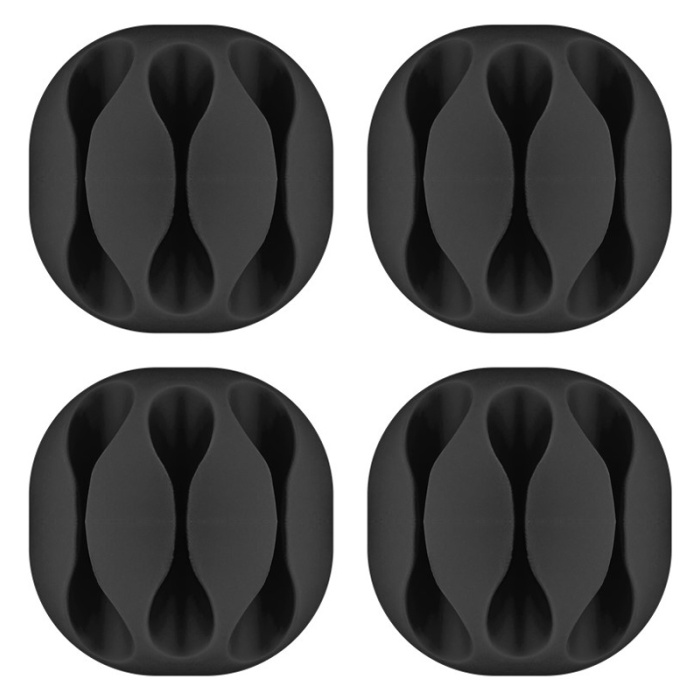 GOOBAY οργανωτές καλωδίων σιλικόνης 70398, 3 θέσεων, Φ5.4mm, μαύρο, 4τμχ
