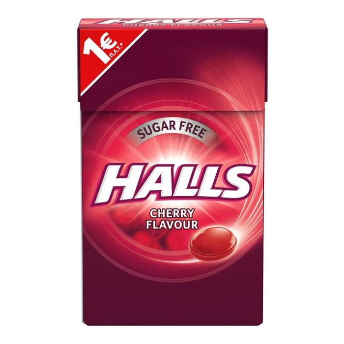 HALLS καραμέλες κεράσι, χωρίς ζάχαρη, 28g