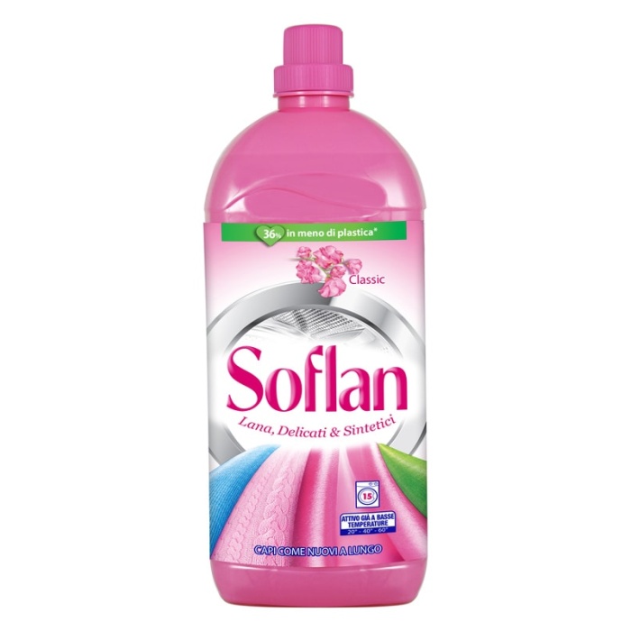 SOFLAN υγρό απορρυπαντικό ρούχων, classic, 15 μεζούρες, 900ml