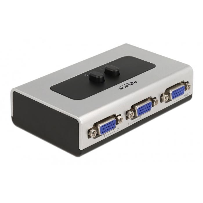 DELOCK VGA switch 87758, 2 ports, bidirectional, Full HD, ασημί