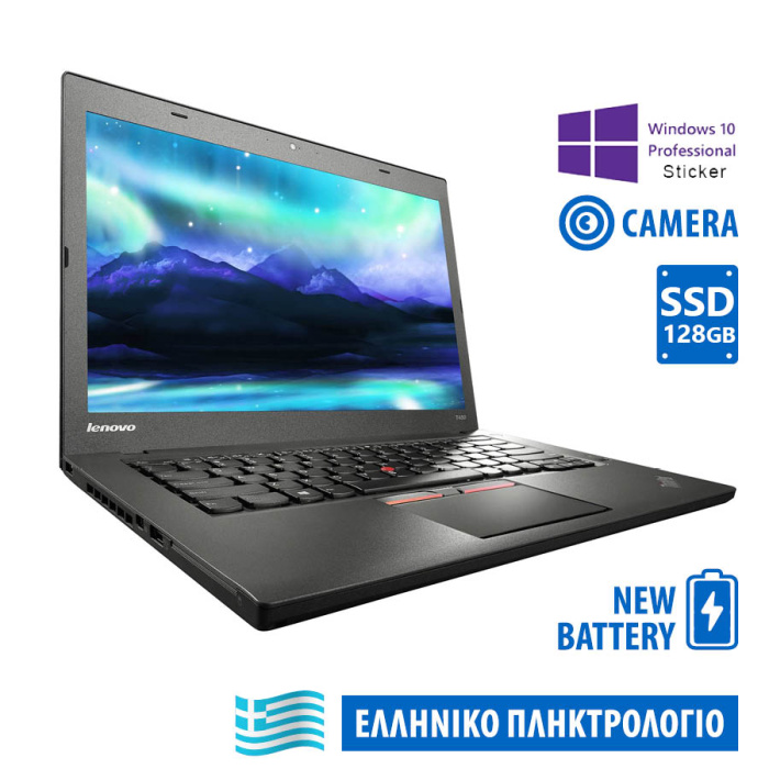 Lenovo (A-) ThinkPad T450 i5-4300U/14”/4GB DDR3/128GB SSD/No ODD/Camera/New Battery/10P Grade A- Ref