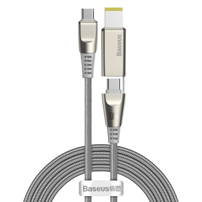 BASEUS καλώδιο Type-C σε Type-C & DC CA1T2-B0G, 100W, 5A, 2m, γκρι