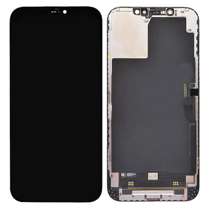 TW INCELL LCD για iPhone 12 Pro Max, camera-sensor ring, earmesh, μαύρη