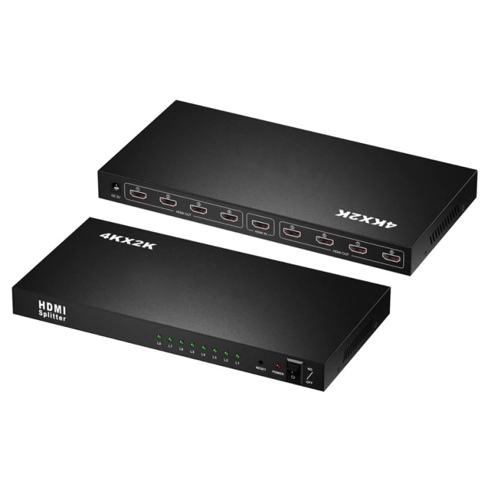 POWERTECH splitter HDMI σε 8x HDMI PTH-049, 4K, μαύρο