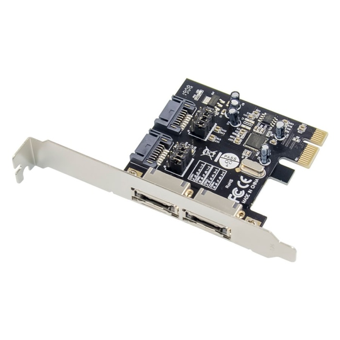 POWERTECH κάρτα επέκτασης PCIe σε 2x SATA ST51, ASM1061, low profile