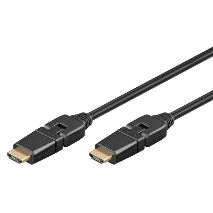 GOOBAY καλώδιο HDMI 61289, Ethernet, 360° βύσμα, 4K, 18Gbit/s, 3m, μαύρο