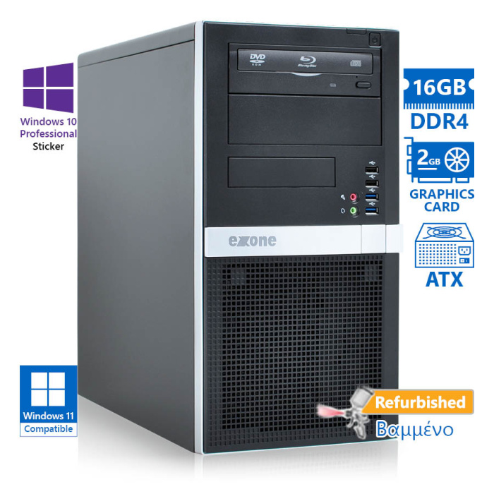 OEM Extra Tower Xeon E-2124(4-Cores)/16GB DDR4/1TB/Nvidia 2GB/DVD/Grade A+ Workstation Refurbished P