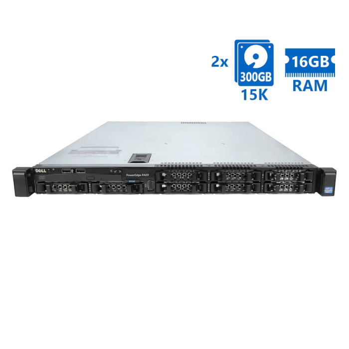 Refurbished Server Dell Poweredge R420 R1U E5-2430(6-cores)/16GB DDR3/2x300GB 15K/8xSFF/1xPSU/No ODD