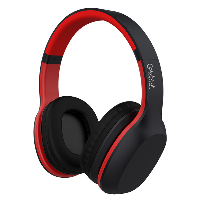 CELEBRAT Bluetooth headphones A18-BKRD, wireless & wired, μαύρο-κόκκινο