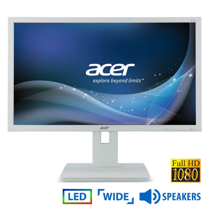 Used (A-) Monitor B246HL LED/Acer/24"FHD/1920x1080/Wide/White/w/Speakers/Grade A-/D-SUB & DVI-D