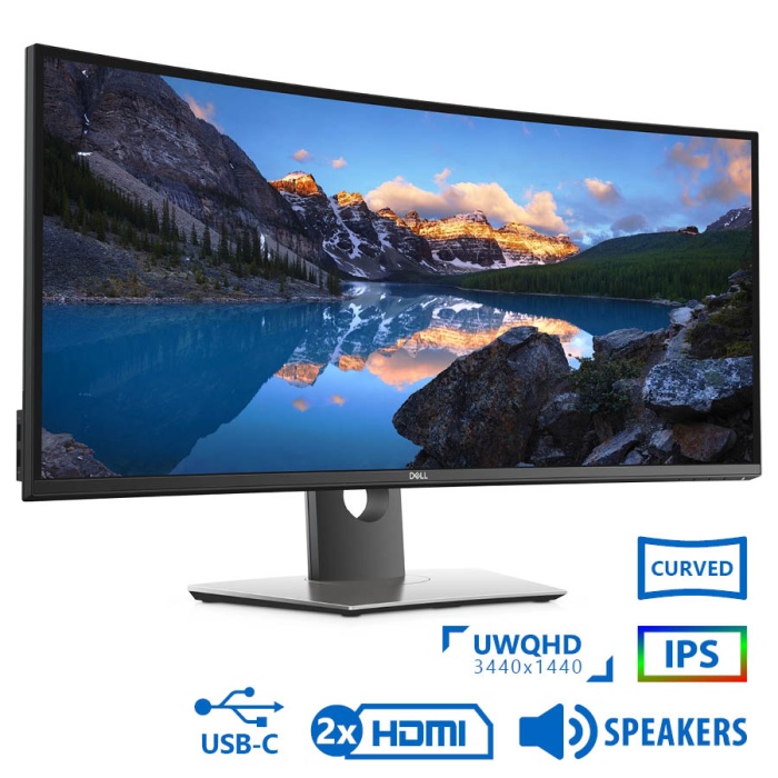 Used Monitor U3419W Curved IPS LED/Dell/34"UW-QHD/3440x1440/Black/w/Speakers/DP & 2xHDMI & USB Type-