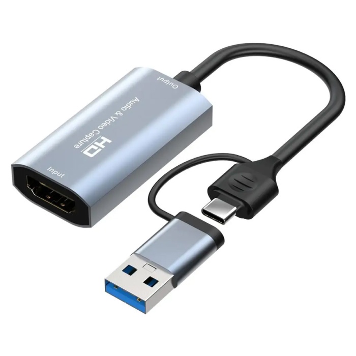 CABLETIME HDMI video capture CT-ACHC-AG, USB & USB-C, 4K/60Hz, γκρι