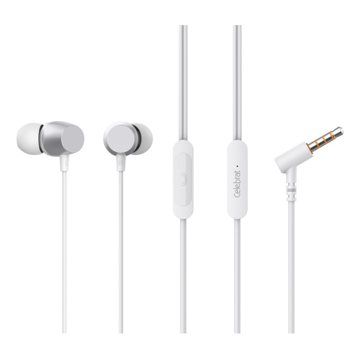 CELEBRAT earphones με μικρόφωνο D10, 3.5mm, 1.2m, λευκά