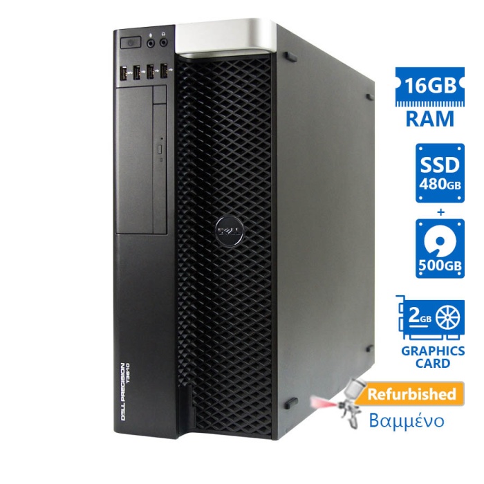 Dell Precision T3610 Tower Xeon E5-1607v2(4-Cores)/16GB DDR3/480GB SSD & 500GB/Nvidia 2GB/DVD/8P Gra