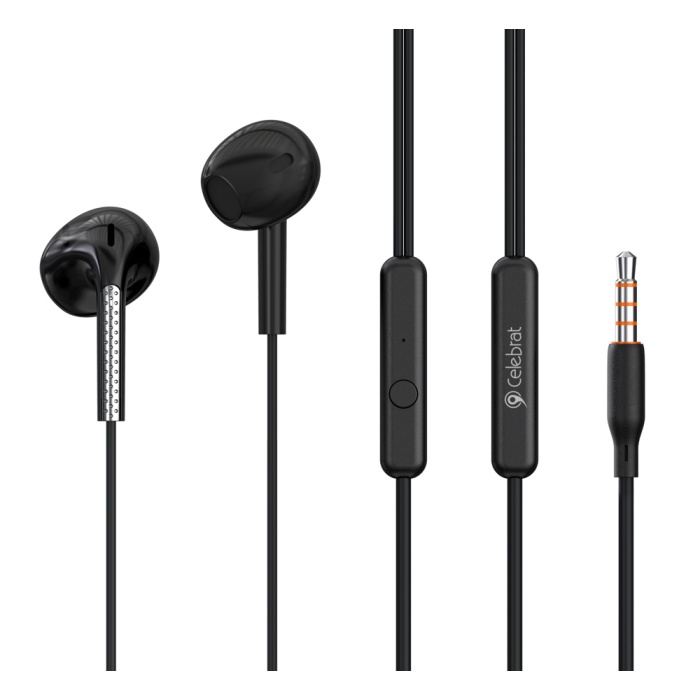 CELEBRAT earphones με μικρόφωνο G28, 3.5mm, 1.2m, μαύρα