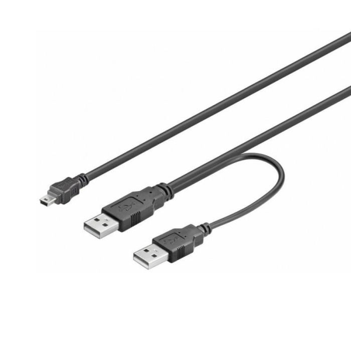 Καλώδιο USB 2.0x2 Male σε mini USB Male 5Pin 0.6M