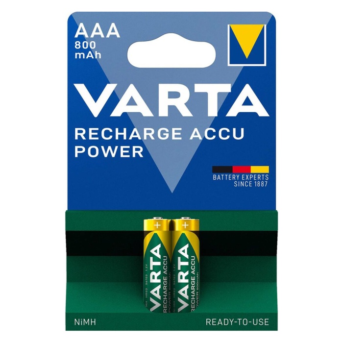 VARTA επαναφορτιζόμενες μπαταρίες λιθίου, AAA, 800mAh, 1.2V, 2τμχ