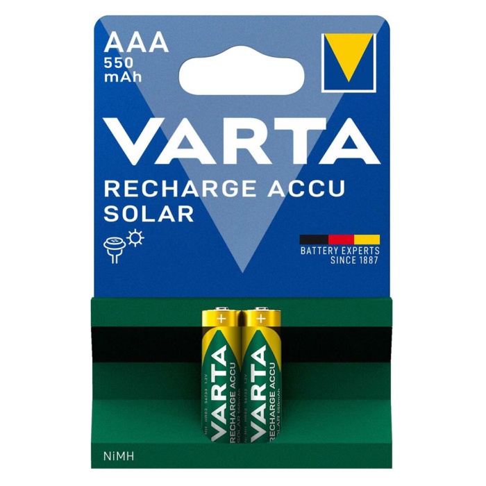 VARTA επαναφορτιζόμενες μπαταρίες λιθίου Solar, AAA, 550mAh, 1.2V, 2τμχ