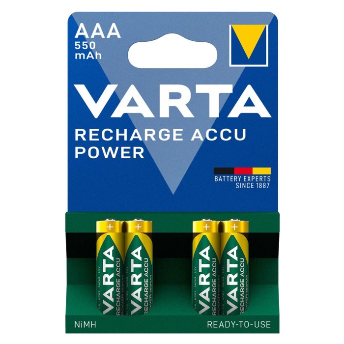 VARTA επαναφορτιζόμενες μπαταρίες λιθίου, AAA, 550mAh, 1.2V, 4τμχ