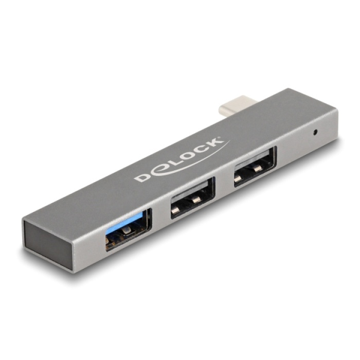 DELOCK USB hub 64274, 3x θυρών, 10Gbps, USB-C σύνδεση, γκρι