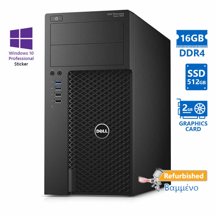 Dell Precision 3620 Tower Xeon-E3-1270v6/16GB DDR4/512GB SSD/Nvidia 2GB/DVD/10P Grade A+ Workstation