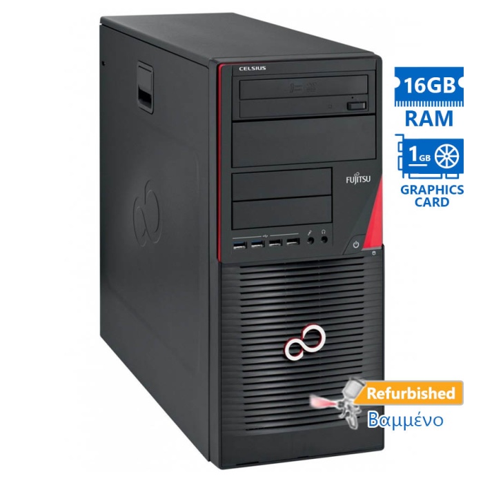 Fujitsu Celsius W530 Tower Xeon E3-1271v3/16GB DDR3/2TB/Nvidia 1GB/DVD/8P Grade A+ Workstation Refur