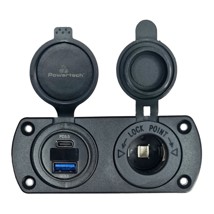 POWERTECH πρίζα 12V για σκάφη & οχήματα PTL-002, USB/USB-C, οθόνη, IP65