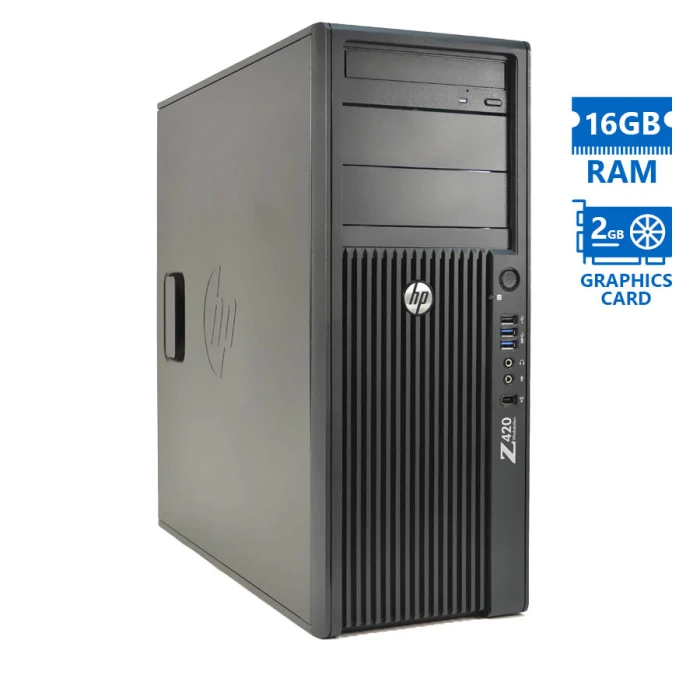 HP (A-) Workstation Z420 Tower Xeon E5-1620(4-Cores)/16GB DDR3/1TB/Nvidia 2GB/DVD Grade A- Refurbish