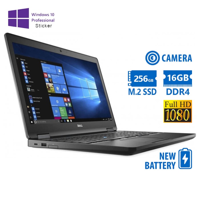 Dell Latitude 5580 i5-7300U/15.6"FHD/16GB DDR4/256GB M.2 SSD/No ODD/Camera/New Battery/10P Grade A R