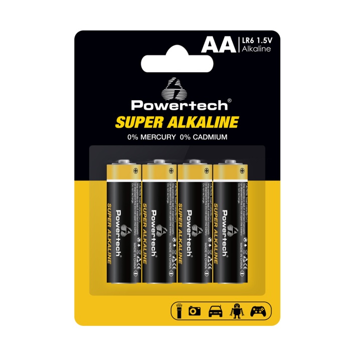 POWERTECH αλκαλικές μπαταρίες Super Alkaline PT-1214, AA, 1.5V, 4τμχ