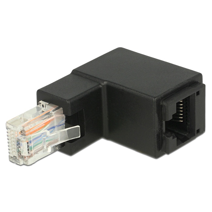 DELOCK αντάπτορας RJ45 86424, CAT 6 UTP, γωνιακός 90°, μαύρος