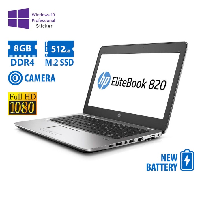 HP EliteBook 820 G3 i5-6300U/12.5"FHD/8GB DDR4/512GB M.2 SSD/No ODD/Camera/New Battery/10P Grade A R