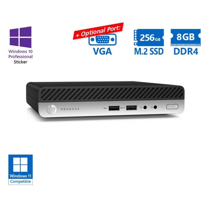 HP (A-) ProDesk 400G4 DM i5-8500T/8GB DDR4/256GB Μ.2 SSD/No ODD/10P Grade A- Refurbished PC