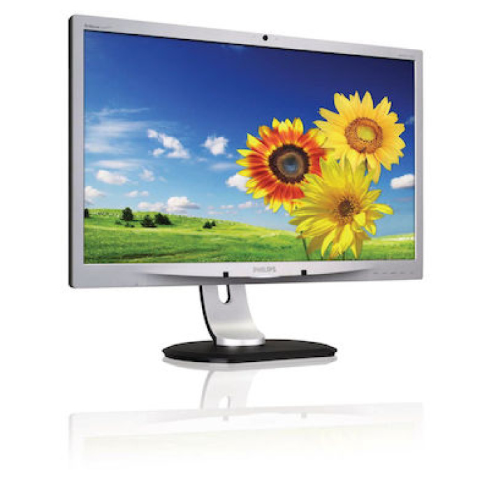 Refurbished Monitor 24" Led Philips 241P4Q με Κάμερα & Ηχεία Μαύρο-Ασημί Wide Grade A