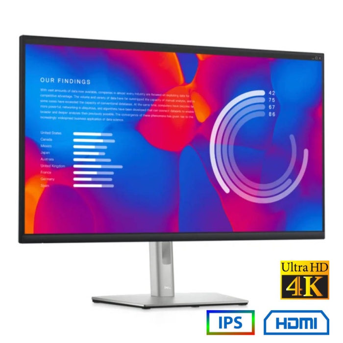 Used Monitor P3222QE IPS LED/Dell/32"UHD/3840x2160/Wide/Silver/Black/DP & HDMI & USB Type-C & RJ45 &