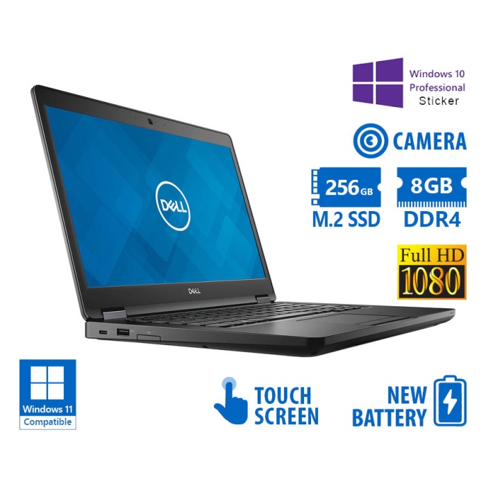 Dell (A-) Latitude 5490 i5-8250U/14"FHD Touchscreen/8GB DDR4/256GB M.2 SSD/No ODD/Camera/New Battery