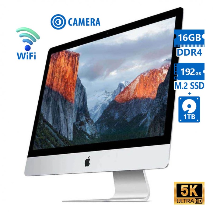 Apple iMac 17,3 A1419 WiFi w/Monitor 27"5K i5-6500/16GB DDR4/192GB M.2 SSD & 1TB/No ODD/Camera/Grade