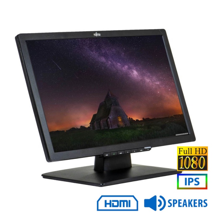 Used (A-) Monitor E22T-x IPS LED/Fujitsu /22"FHD/1920x1080/Wide/Black/w/Speakers/Grade A-/D-SUB & DV