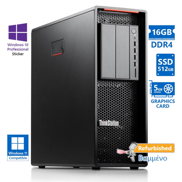 Lenovo ThinkStation P520 Tower Xeon W-2125(4-Cores)/16GB DDR4/512GB SSD/Nvidia 5GB/No ODD/10P Grade