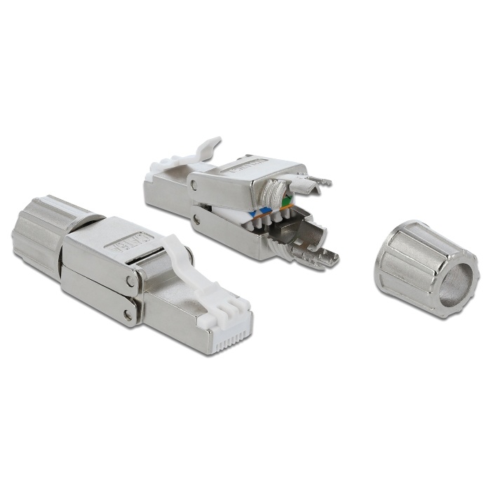 DELOCK βύσμα RJ45 CAT 6A STP 86477, tool-free, ασημί