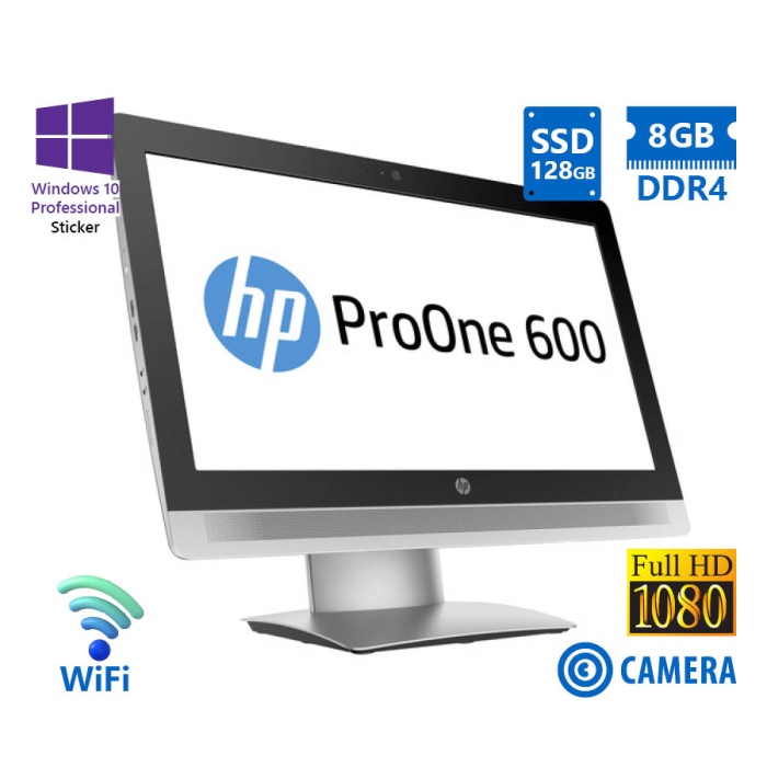 HP (A-) ProOne 600G2 AIO WiFi w/Monitor 21.5"FHD i5-6500/8GB DDR4/128GB SSD/DVD/Webcam/10P Grade A-