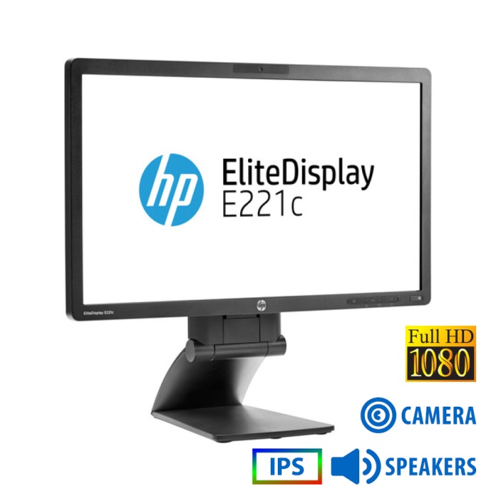 Used (A-) Monitor EliteDisplay E221c IPS LED/HP/22"FHD/w/Camera/1920x1080/Wide/Black/w/Speakers/Grad