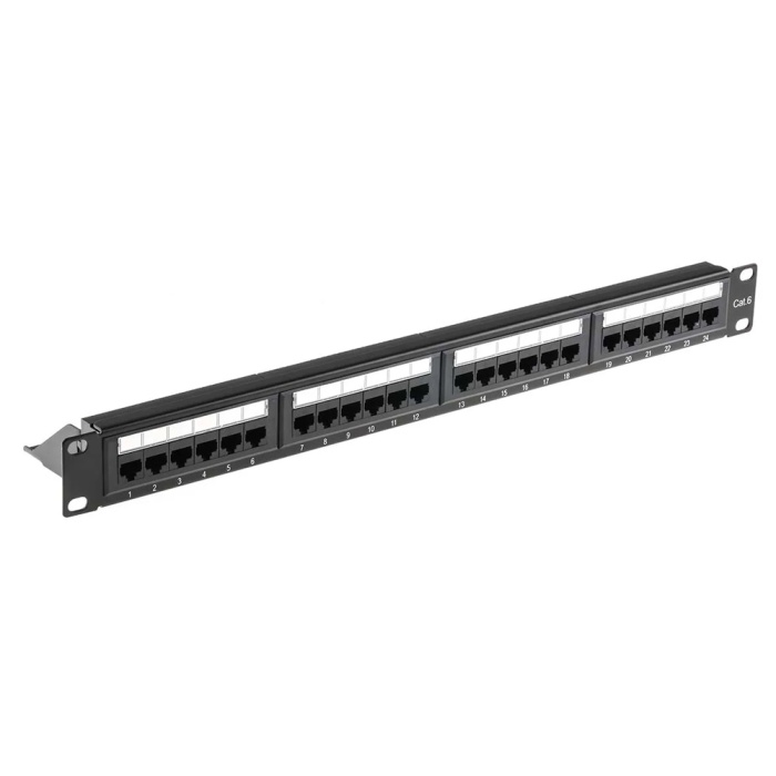 POWERTECH patch panel NETW-0027 για rack 19"/1U, 24 θυρών, CAT 6 UTP, μαύρο