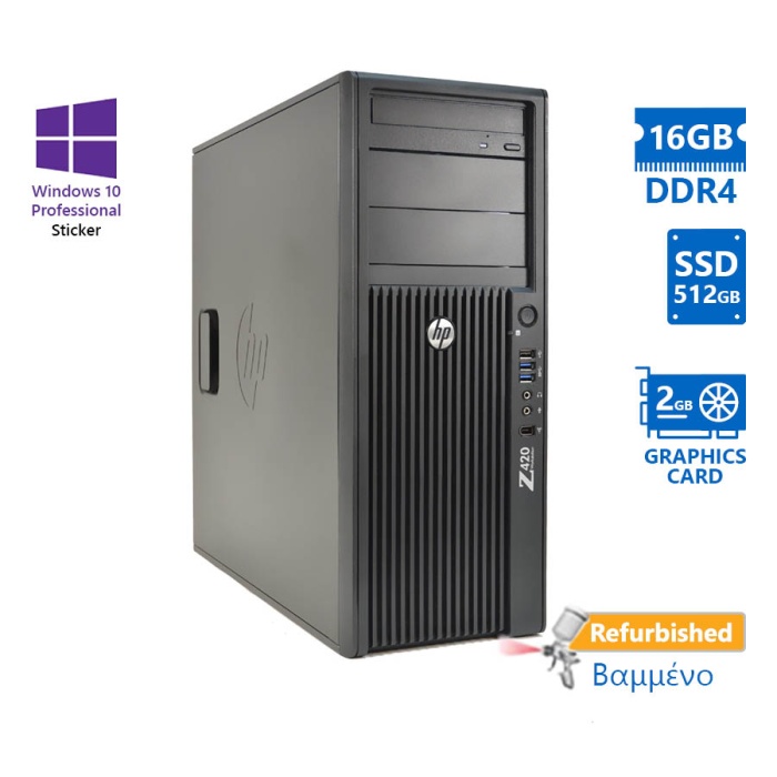 HP Z240 Tower i7-6700/16GB DDR4/512GB SSD/No ODD/Nvidia 2GB/10P Grade A+ Workstation Refurbished PC