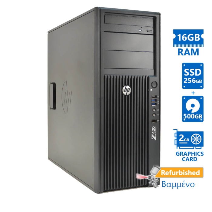 HP Z420 Tower Xeon E5-1650(6-Cores)/16GB DDR3/256GB SSD & 500GB/Nvidia 2GB/DVD/7P Grade A+ Workstati