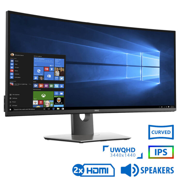 Used Monitor U3417W Curved IPS LED/Dell/34"UW-QHD/3440x1440/Black/w/Speakers/DP & Mini DP & 2xHDMI &